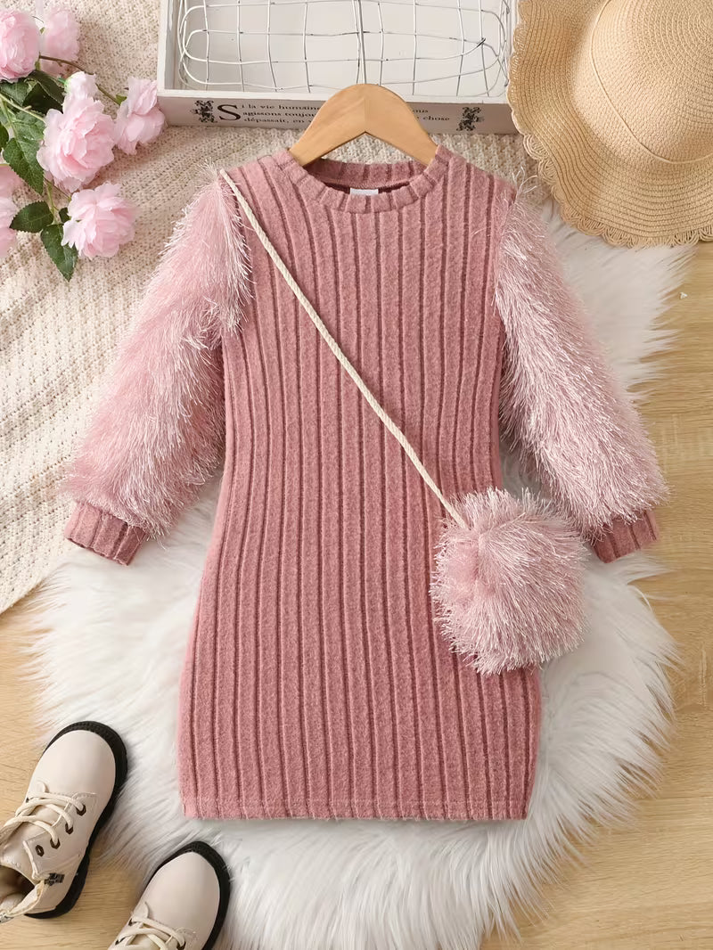 InfantLane “Fluffy Dreams” Dress with Cute Bag – Pink