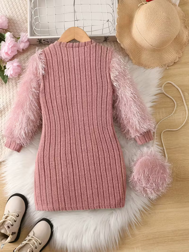 InfantLane “Fluffy Dreams” Dress with Cute Bag – Pink