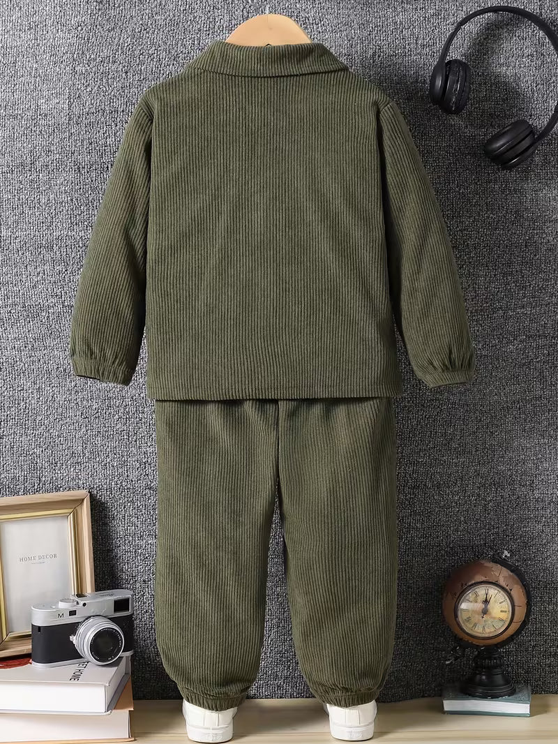 InfantLane “Heritage Charm” Corduroy Set – Warm Brown